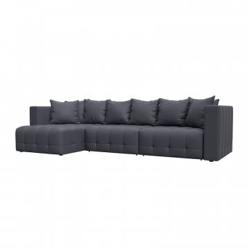 Диван угловой Лига-052 НПБ Лонг угол универсальный Серый, Экокожа