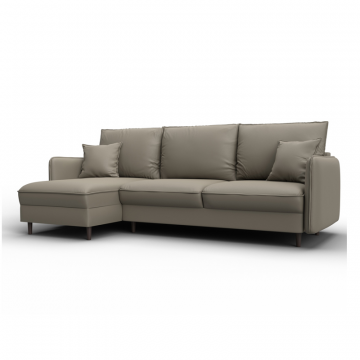 Диван угловой Лига-064 НПБ угол универсальный, GRIFON 04 бежевый, Экокожа