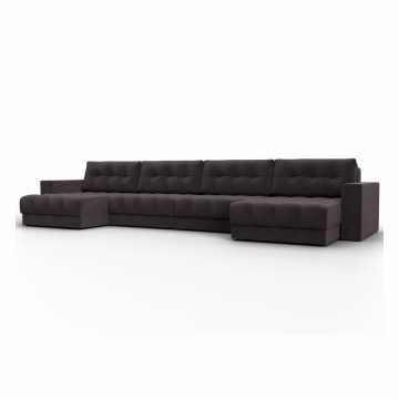 Диван П-образный с декором Лига-049 НПБ Лонг, SEVEN 727 коричневый, Велюр