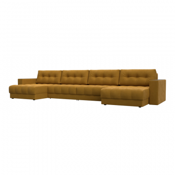 Диван П-образный с декором Лига-049 НПБ Лонг, BRUT 10 желтый, Велюр