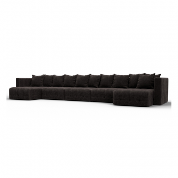 Диван П-образный Лига-052 НПБ МегаЛонг, BRUT 17 коричневый, Велюр