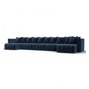 Диван П-образный Лига-052 НПБ МегаЛонг, TOWER 13 синий, Велюр