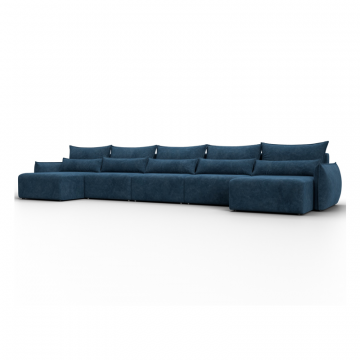 Диван П-образный Лига-051 НПБ МегаЛонг, BRUT 11 синий, Велюр