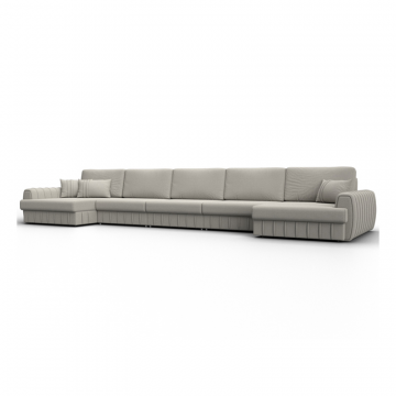 Диван П-образный Лига-057 НПБ МегаЛонг, Амур 02 бежевый, Рогожка