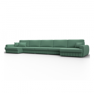 Диван П-образный Лига-057 НПБ МегаЛонг, Амур 11 зеленый, Рогожка