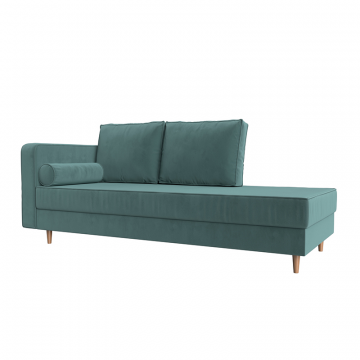 Кушетка Прайм левая Бирюзовый, Велюр