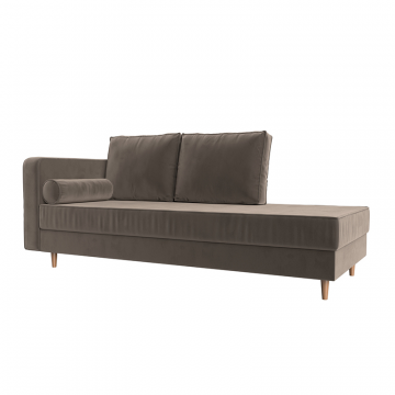 Кушетка Прайм левая Коричневый, Велюр