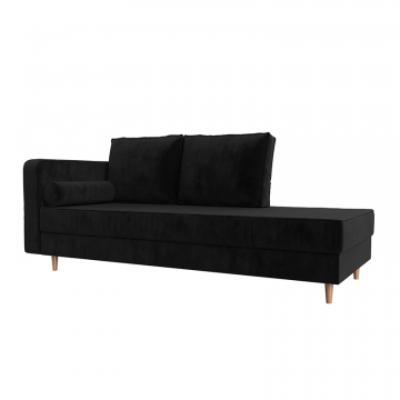 Кушетка Прайм левая Черный, Велюр