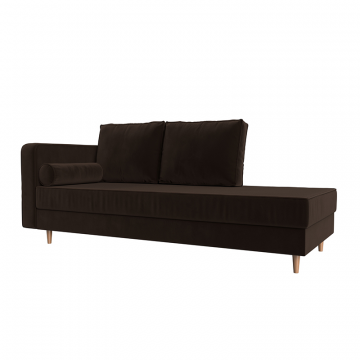 Кушетка Прайм левая Коричневый, Микровельвет