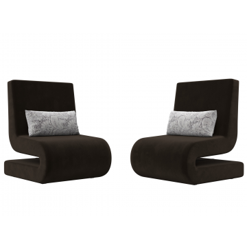Кресло Волна (2 шт.) Коричневый/Серый, Микровельвет\Велюр