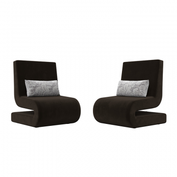 Кресло Волна (2 шт.) Коричневый/Серый, Микровельвет\Велюр