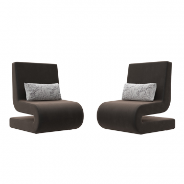 Кресло Волна (2 шт.) Коричневый/Серый, Велюр
