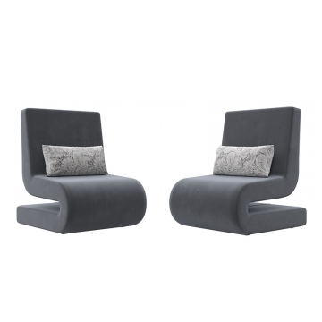 Кресло Волна (2 шт.) Серый, Велюр