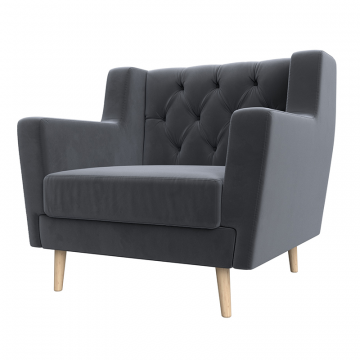 Кресло Брайтон Люкс Серый, Велюр