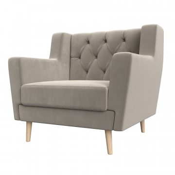 Кресло Брайтон Люкс Бежевый, Микровельвет