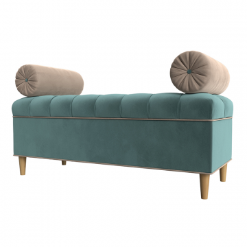 Банкетка Глория, Бирюзовый\Бежевый, Велюр