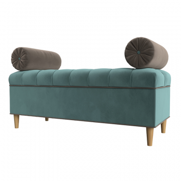 Банкетка Глория, Бирюзовый\Коричневый, Велюр