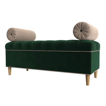 Банкетка Глория, Зеленый\Бежевый, Велюр