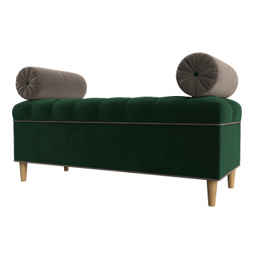 Банкетка Глория, Зеленый\Коричневый, Велюр