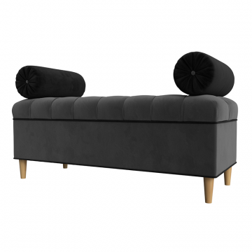 Банкетка Глория, Серый\Черный, Велюр