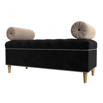 Банкетка Глория, Черный\Бежевый, Велюр