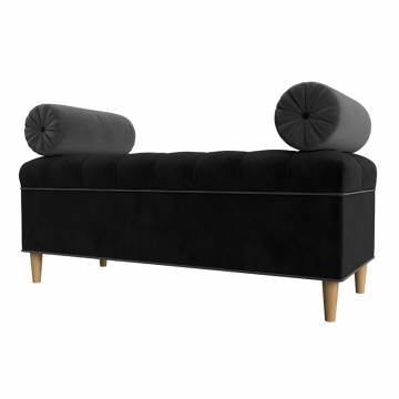 Банкетка Глория, Черный\Серый, Велюр