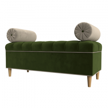 Банкетка Глория, Зеленый\Бежевый, Микровельвет