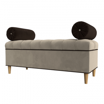 Банкетка Глория, Бежевый\Коричневый, Микровельвет