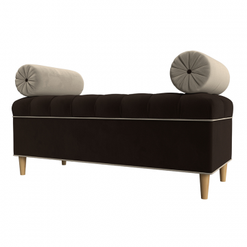 Банкетка Глория, Коричневый\Бежевый, Микровельвет