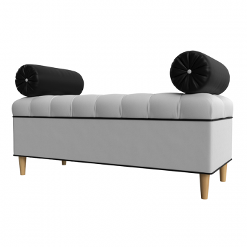 Банкетка Глория, Белый\Черный, Экокожа