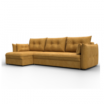 Диван угловой Лига-100 НПБ угол универсальный, BRUT 10 желтый, Велюр