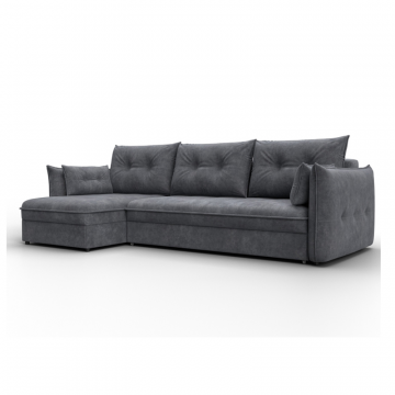 Диван угловой Лига-100 НПБ угол универсальный, BRUT 16 темно-серый, Велюр