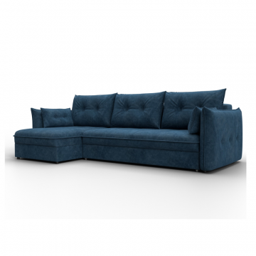 Диван угловой Лига-100 НПБ угол универсальный, BRUT 11 синий, Велюр