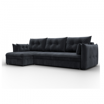 Диван угловой Лига-100 НПБ угол универсальный, TOWER 11 темно-серый, Велюр