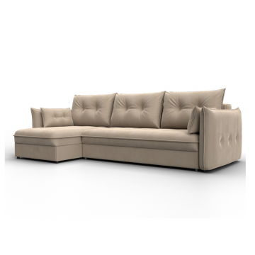 Диван угловой Лига-100 НПБ угол универсальный, SEVEN 729 бежевый, Велюр