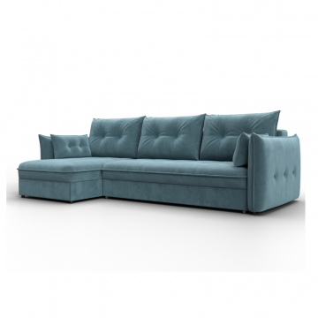 Диван угловой Лига-100 НПБ угол универсальный, SEVEN 113 бирюзовый, Велюр