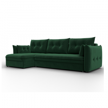 Диван угловой Лига-100 НПБ угол универсальный, SEVEN 626 зеленый, Велюр