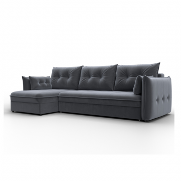 Диван угловой Лига-100 НПБ угол универсальный, SEVEN 17 серый, Велюр