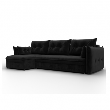Диван угловой Лига-100 НПБ угол универсальный, SEVEN 35 черный, Велюр
