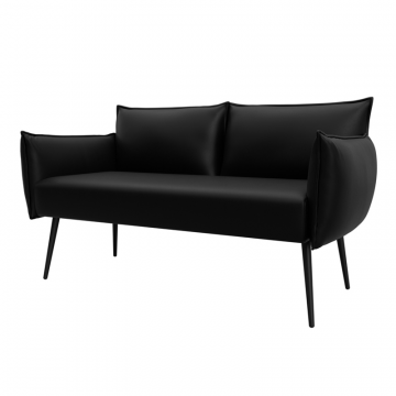 Диван прямой Лига-083, GRIFON 18 черный, Экокожа