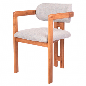 Стул Rich рогожка бежево-голубая с ножками цвета орех