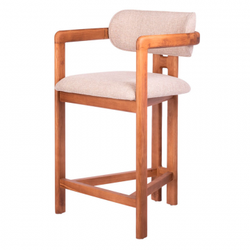 Стул полубарный Rich рогожка латте с ножками цвета орех