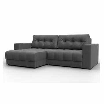 Диван угловой с декором Лига-049 НПБ, JOLY 13 серый, Замша