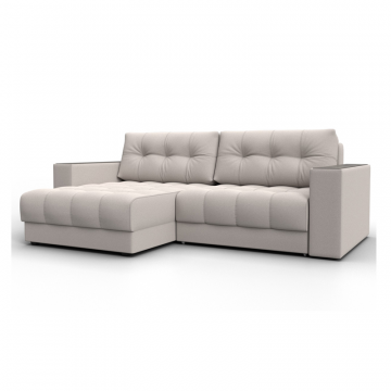 Диван угловой с декором Лига-049 НПБ,  JOLY 05 бежевый, Замша