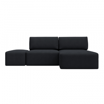 Диван угловой модульный с пуфом Лига-060 НПБ угол универсальный, JOLY 16 темно-серый, Замша