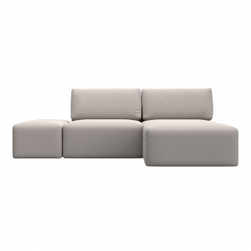 Диван угловой модульный с пуфом Лига-060 НПБ угол универсальный, JOLY 05 бежевый, Замша