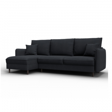 Диван угловой Лига-064 НПБ угол универсальный, JOLY 16 темно-серый, Замша