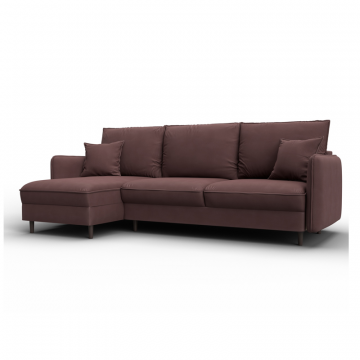 Диван угловой Лига-064 НПБ угол универсальный, JOLY 09 бордовый, Замша