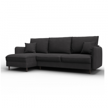 Диван угловой Лига-064 НПБ угол универсальный,  JOLY 08 коричневый, Замша