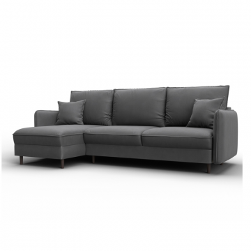 Диван угловой Лига-064 НПБ угол универсальный, JOLY 13 серый, Замша